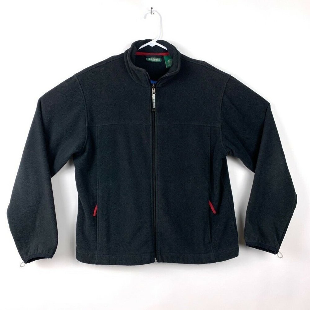 LL Bean Mens Fleece Jacket Black Full Zipper M